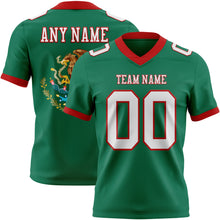 Load image into Gallery viewer, Custom Kelly Green White-Red 3D Pattern Mexico Authentic Football Jersey