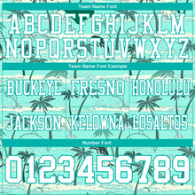 Load image into Gallery viewer, Custom Aqua White 3D Pattern Hawaii Palm Trees Authentic Football Jersey