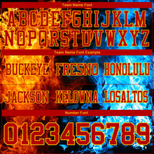 Load image into Gallery viewer, Custom Red Gold 3D Pattern Flame Authentic Football Jersey