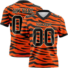 Charger l'image dans la galerie, Custom Orange Black-Cream 3D Pattern Tiger Print Authentic Football Jersey