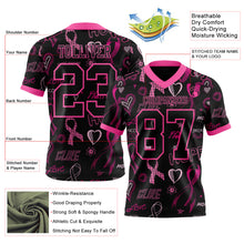 Load image into Gallery viewer, Custom Black Pink 3D Pattern Pink Ribbon Breast Cancer Awareness Month Women Health Care Support Authentic Football Jersey