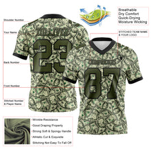 Load image into Gallery viewer, Custom Green Olive-Black 3D Pattern Dollar Authentic Football Jersey