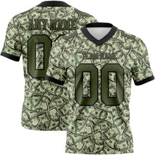 Load image into Gallery viewer, Custom Green Olive-Black 3D Pattern Dollar Authentic Football Jersey