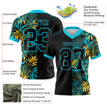 Load image into Gallery viewer, Custom Black Lakes Blue 3D Pattern Beach Tropical Hawaii Palm Leaves Authentic Football Jersey