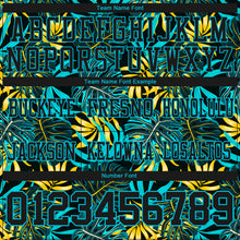 Load image into Gallery viewer, Custom Black Lakes Blue 3D Pattern Beach Tropical Hawaii Palm Leaves Authentic Football Jersey