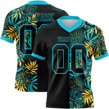 Load image into Gallery viewer, Custom Black Lakes Blue 3D Pattern Beach Tropical Hawaii Palm Leaves Authentic Football Jersey