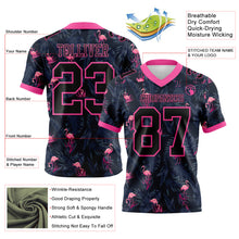 Load image into Gallery viewer, Custom Black Pink 3D Pattern Flamingo Authentic Football Jersey