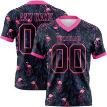 Load image into Gallery viewer, Custom Black Pink 3D Pattern Flamingo Authentic Football Jersey