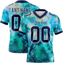 Load image into Gallery viewer, Custom Tie Dye Navy-White 3D Pattern Authentic Football Jersey