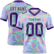 Загрузить изображение в средство просмотра галереи, Custom Light Blue Purple-Pea Green 3D Pattern Abstract Trendy Holographic Vaporwave Style Authentic Football Jersey