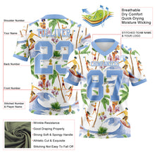 Load image into Gallery viewer, Custom White Light Blue 3D Pattern Beach Hawaii Palm Trees Authentic Football Jersey