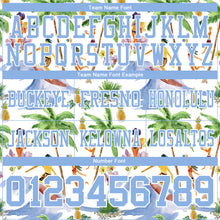 Load image into Gallery viewer, Custom White Light Blue 3D Pattern Beach Hawaii Palm Trees Authentic Football Jersey