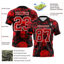 Laden Sie das Bild in den Galerie-Viewer, Custom Black Red-White 3D Pattern Halloween Skull Authentic Football Jersey