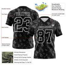 Load image into Gallery viewer, Custom Black White 3D Pattern Billiards Snooker 8 Ball Authentic Football Jersey