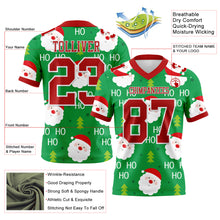 Load image into Gallery viewer, Custom Green Red-White 3D Pattern Christmas Authentic Football Jersey