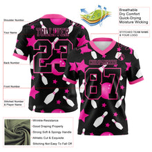 Load image into Gallery viewer, Custom Black Pink 3D Pattern Bowling Authentic Football Jersey