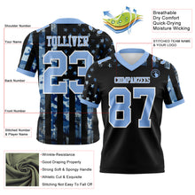 Load image into Gallery viewer, Custom Black Light Blue-White 3D Pattern American Flag Authentic Football Jersey