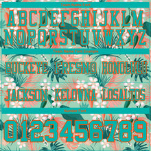 Load image into Gallery viewer, Custom Teal Orange 3D Pattern Hawaii Palm Leaves And Flowers Authentic Football Jersey