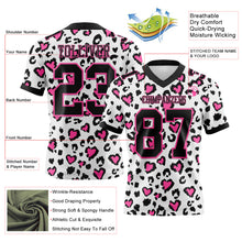 Load image into Gallery viewer, Custom White Black-Pink 3D Pattern Leopard Print Authentic Football Jersey