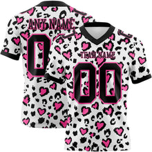 Load image into Gallery viewer, Custom White Black-Pink 3D Pattern Leopard Print Authentic Football Jersey