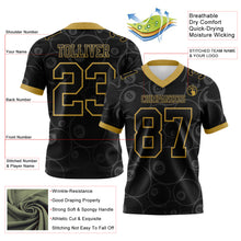 Load image into Gallery viewer, Custom Black Old Gold 3D Pattern Billiards Snooker 8 Ball Authentic Football Jersey