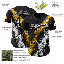 Загрузить изображение в средство просмотра галереи, Custom Black Yellow-White 3D Pattern Design Splash Authentic Baseball Jersey