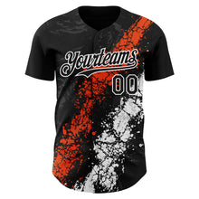 Load image into Gallery viewer, Custom Black Orange-White 3D Pattern Design Splash Authentic Baseball Jersey