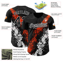 Load image into Gallery viewer, Custom Black Orange-White 3D Pattern Design Splash Authentic Baseball Jersey