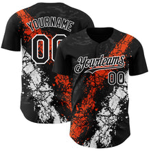 Load image into Gallery viewer, Custom Black Orange-White 3D Pattern Design Splash Authentic Baseball Jersey