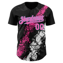 Загрузить изображение в средство просмотра галереи, Custom Black Pink Light Blue-White 3D Pattern Design Splash Authentic Baseball Jersey