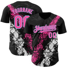 Загрузить изображение в средство просмотра галереи, Custom Black Pink Light Blue-White 3D Pattern Design Splash Authentic Baseball Jersey