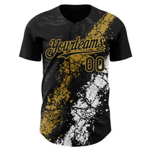 Загрузить изображение в средство просмотра галереи, Custom Black Old Gold-White 3D Pattern Design Splash Authentic Baseball Jersey