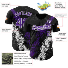 Charger l'image dans la galerie, Custom Black Purple-White 3D Pattern Design Splash Authentic Baseball Jersey