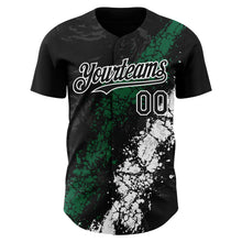 Загрузить изображение в средство просмотра галереи, Custom Black Kelly Green-White 3D Pattern Design Splash Authentic Baseball Jersey