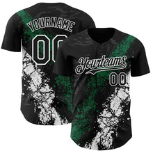 Загрузить изображение в средство просмотра галереи, Custom Black Kelly Green-White 3D Pattern Design Splash Authentic Baseball Jersey