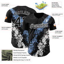 Загрузить изображение в средство просмотра галереи, Custom Black Light Blue-White 3D Pattern Design Splash Authentic Baseball Jersey