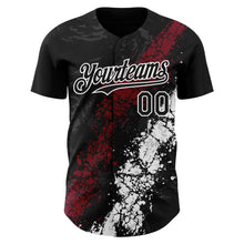 Загрузить изображение в средство просмотра галереи, Custom Black Crimson-White 3D Pattern Design Splash Authentic Baseball Jersey