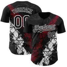 Загрузить изображение в средство просмотра галереи, Custom Black Crimson-White 3D Pattern Design Splash Authentic Baseball Jersey