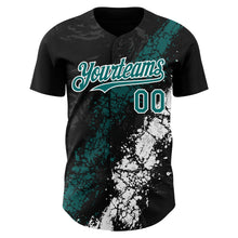 Charger l'image dans la galerie, Custom Black Teal-White 3D Pattern Design Splash Authentic Baseball Jersey