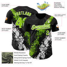 Load image into Gallery viewer, Custom Black Neon Green-White 3D Pattern Design Splash Authentic Baseball Jersey