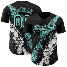 Загрузить изображение в средство просмотра галереи, Custom Black Ice Blue-White 3D Pattern Design Splash Authentic Baseball Jersey