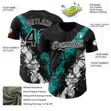 Charger l'image dans la galerie, Custom Black Aqua-White 3D Pattern Design Splash Authentic Baseball Jersey
