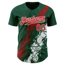 Load image into Gallery viewer, Custom Green Red-White 3D Pattern Design Splash Authentic Baseball Jersey