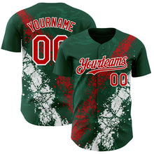 Load image into Gallery viewer, Custom Green Red-White 3D Pattern Design Splash Authentic Baseball Jersey