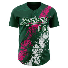 Загрузить изображение в средство просмотра галереи, Custom Green Hot Pink-White 3D Pattern Design Splash Authentic Baseball Jersey