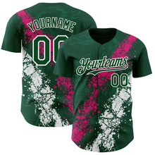 Загрузить изображение в средство просмотра галереи, Custom Green Hot Pink-White 3D Pattern Design Splash Authentic Baseball Jersey