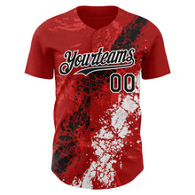 Charger l'image dans la galerie, Custom Red Black-White 3D Pattern Design Splash Authentic Baseball Jersey
