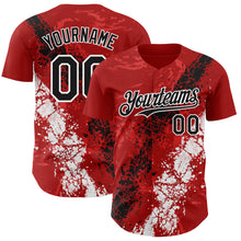 Charger l'image dans la galerie, Custom Red Black-White 3D Pattern Design Splash Authentic Baseball Jersey
