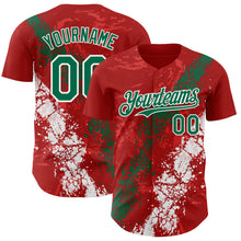 Загрузить изображение в средство просмотра галереи, Custom Red Kelly Green-White 3D Pattern Design Splash Authentic Baseball Jersey