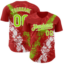 Загрузить изображение в средство просмотра галереи, Custom Red Neon Green-White 3D Pattern Design Splash Authentic Baseball Jersey